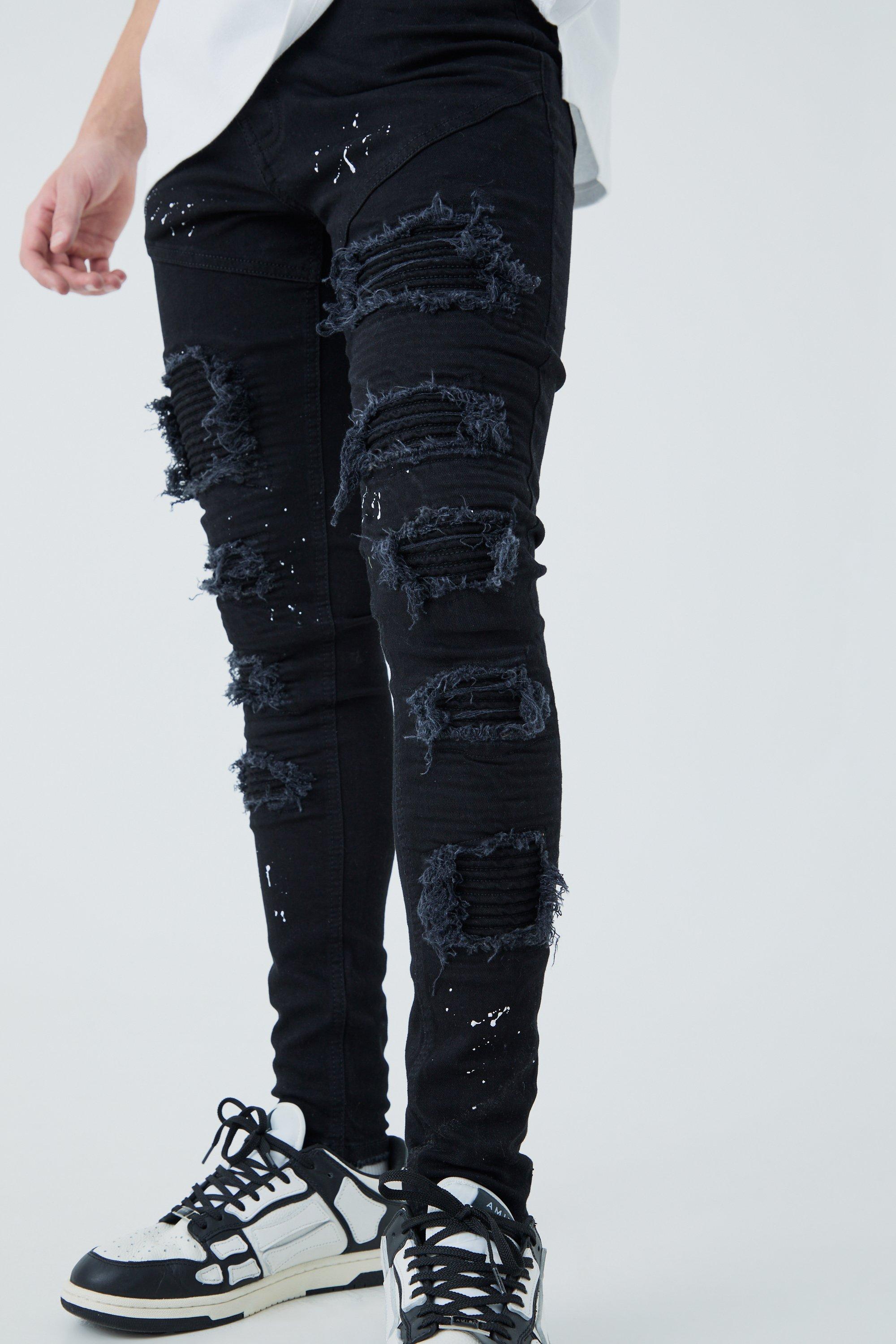 Biker jeans paint store splatter